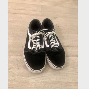 Black vans with white Leather accent